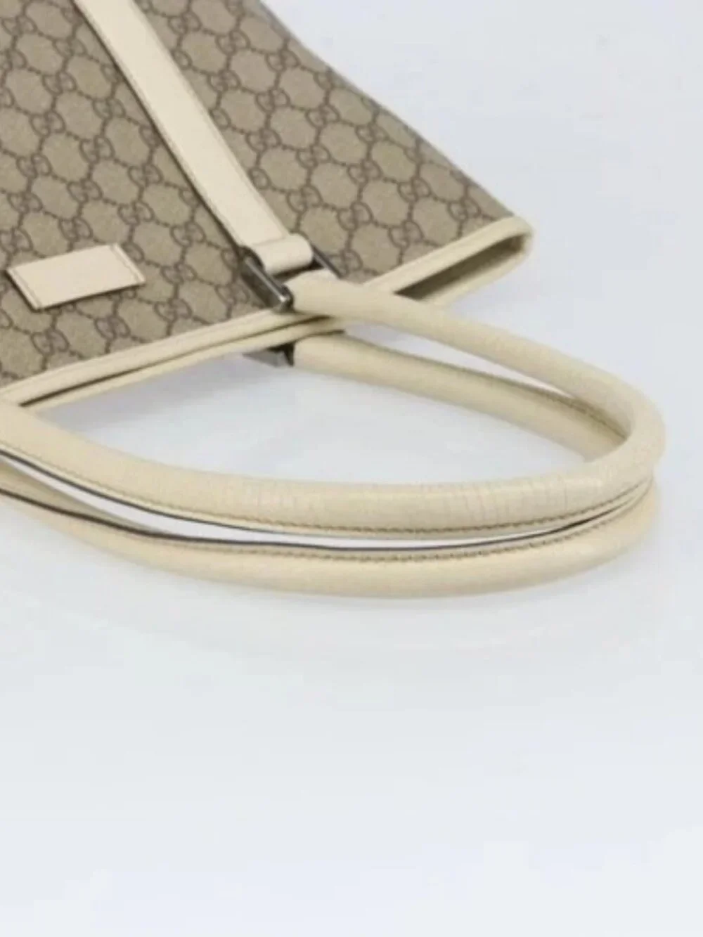Gucci Beige Monogram Canvas Tote with Cream Leather Trim